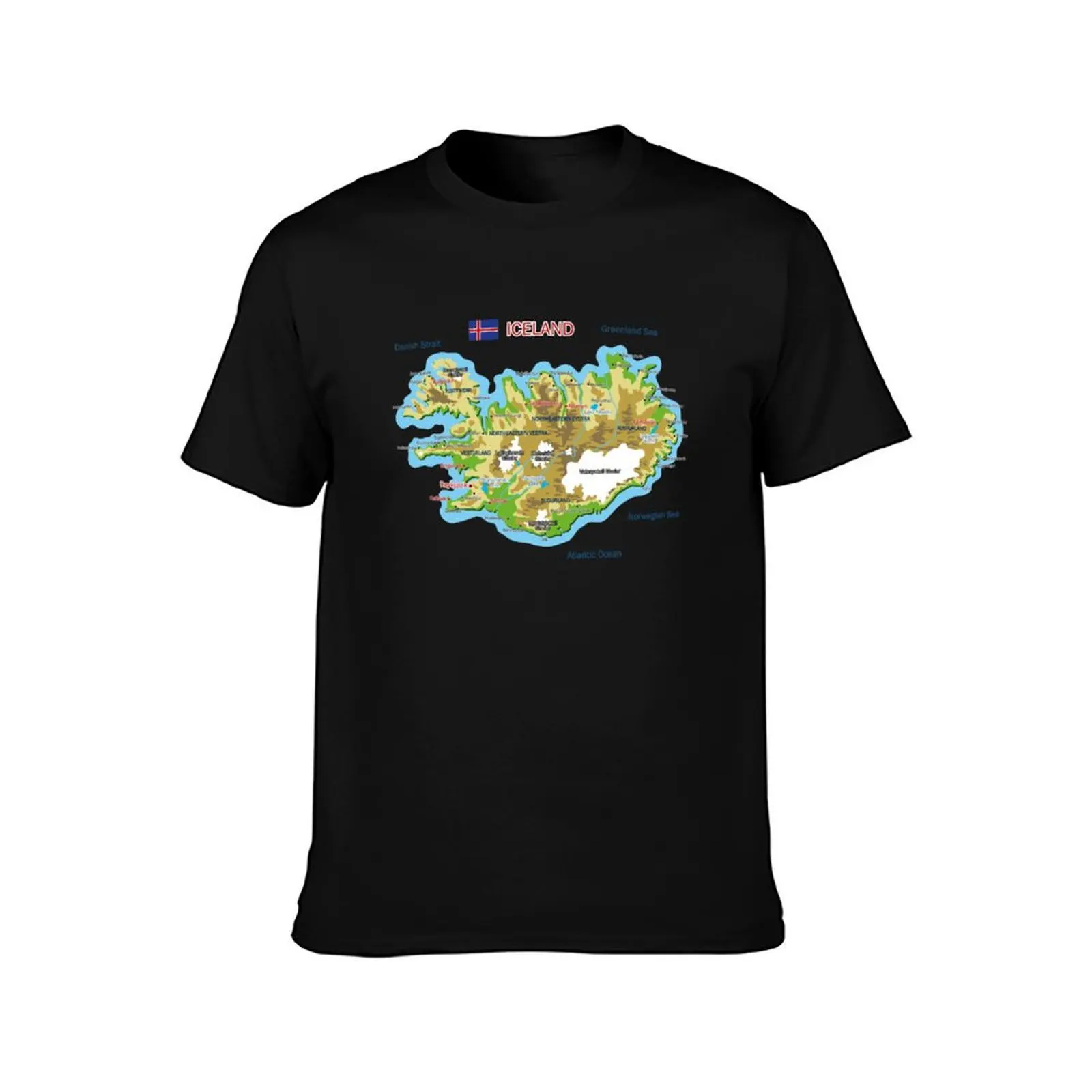 Iceland map T-Shirt Comfortable Basic Crew Neck Tee T-Shirt