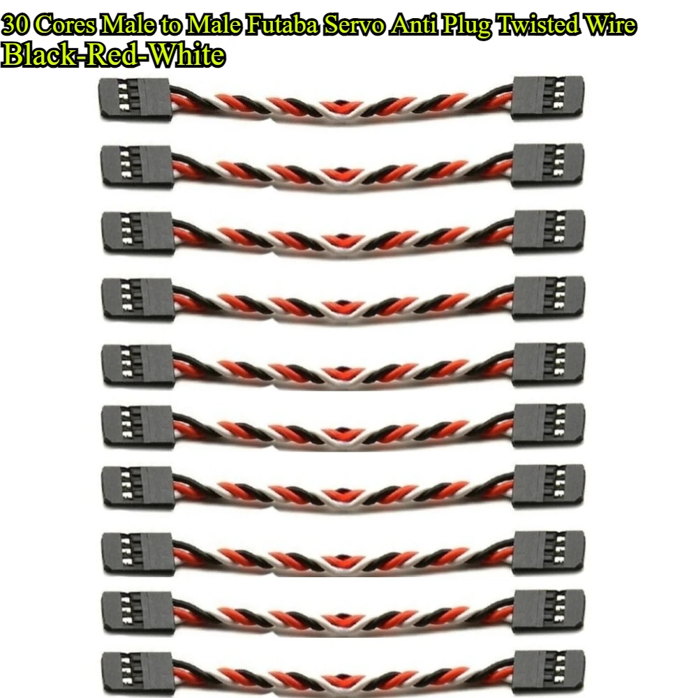 10Pcs/lot Male to Male Servo Extension Cable 30/60 Cores Anti Plug Lead Cord Wire Futaba Plug Connector Flight Control RC Parts