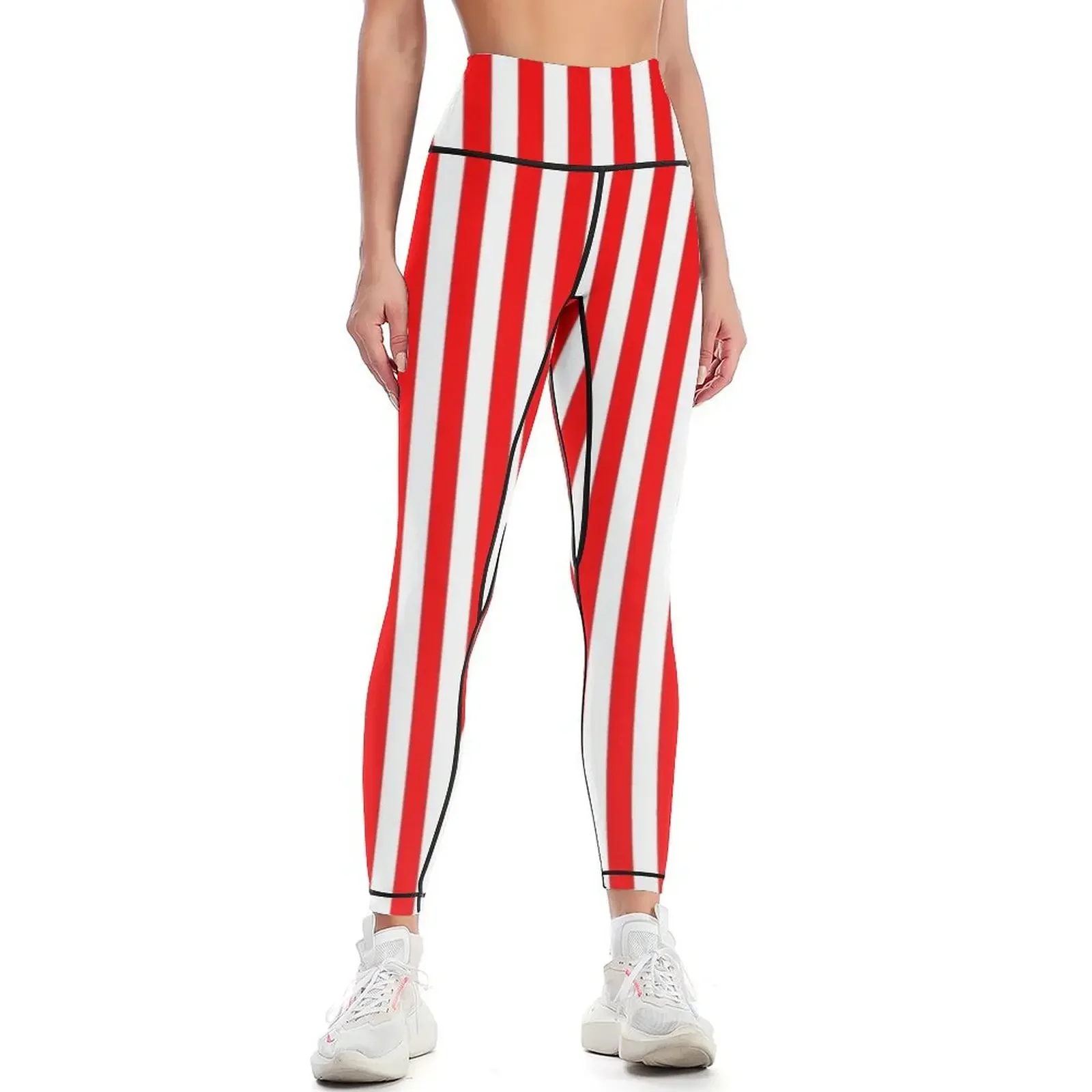 

Red and white stripes Leggings sports for gym flared Tight fitting woman sporty woman push up Womens Leggings