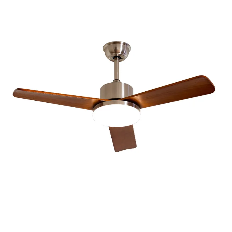 

American medieval solid wood fan light household retro chandelier remote control silent bedroom living room dining room