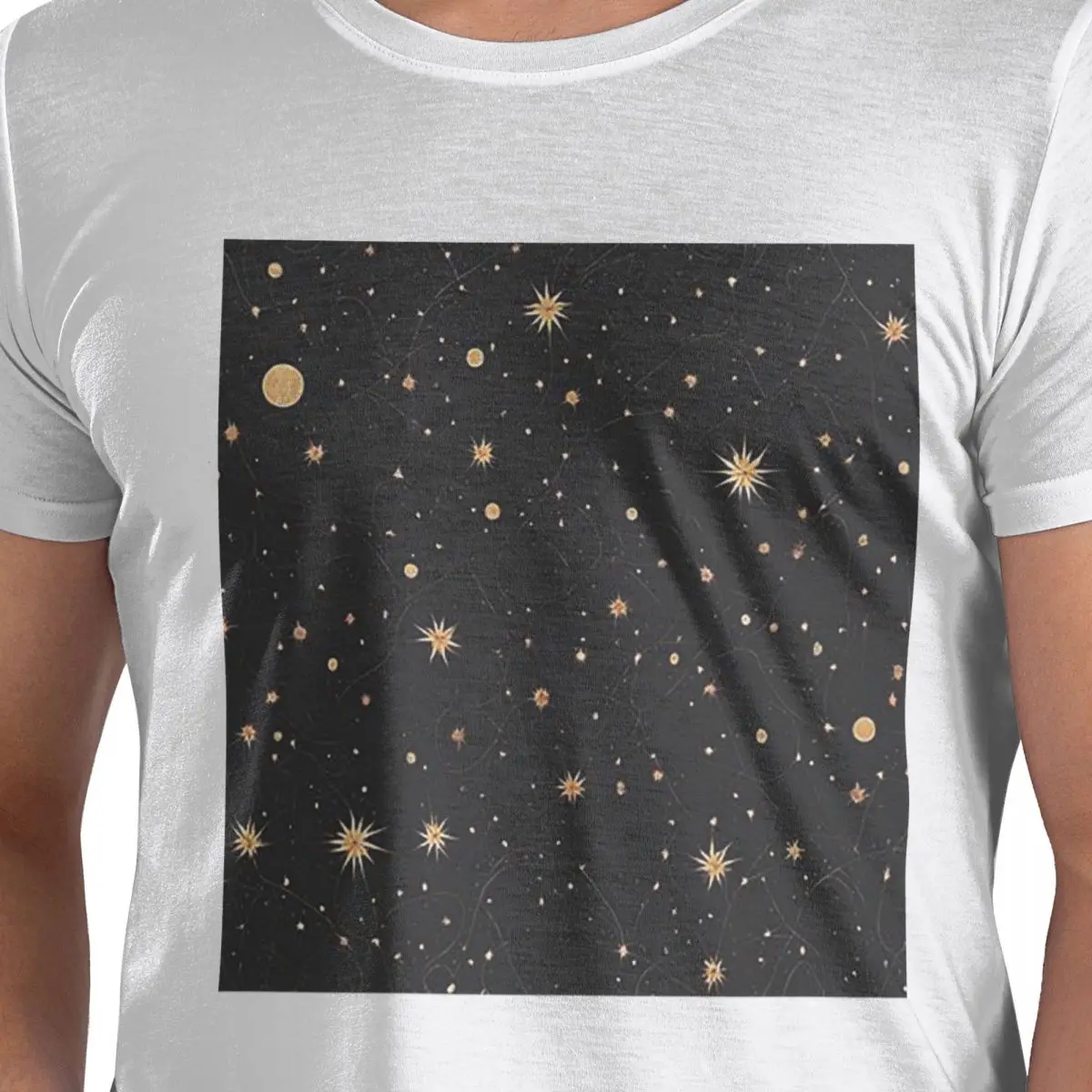 

Ночное небо, золотые небесные звезды, зодиакальные созвездия, хлопковая футболка, мужские футболки большого размера, мужские футболки с круглым вырезом и коротким рукавом, S-6XL