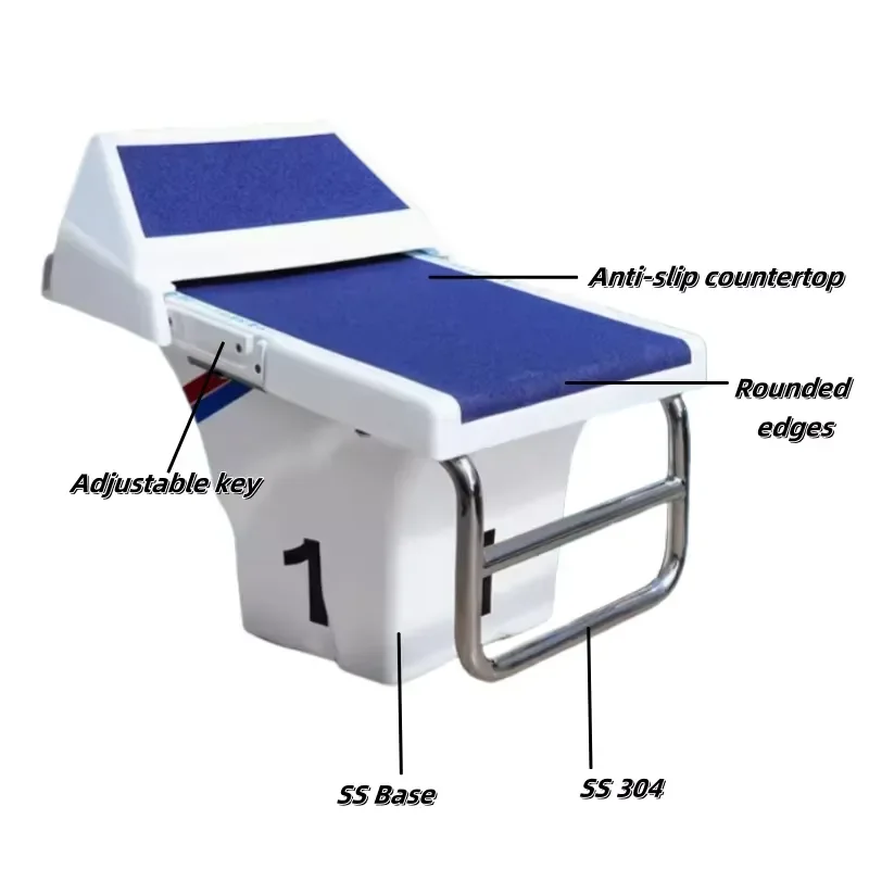 FINA Standard Swimming Pool Starting Block, Adjustable Stainless Steel Diving Board for Competitions