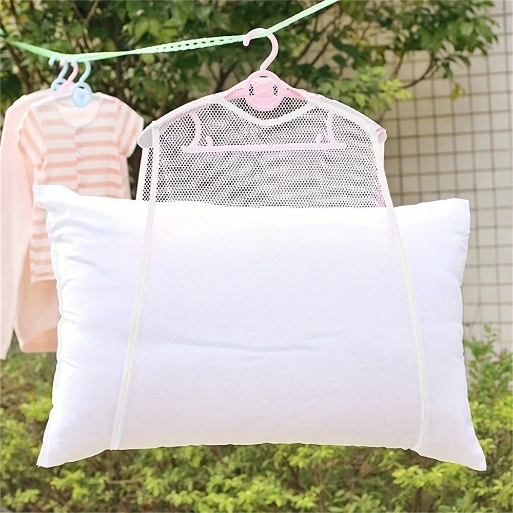 Hanging Pillow Drying Rack Outdoor Windproof Pillow Drying Net Multifunctional Large Capacity Dryer Bags Organizer