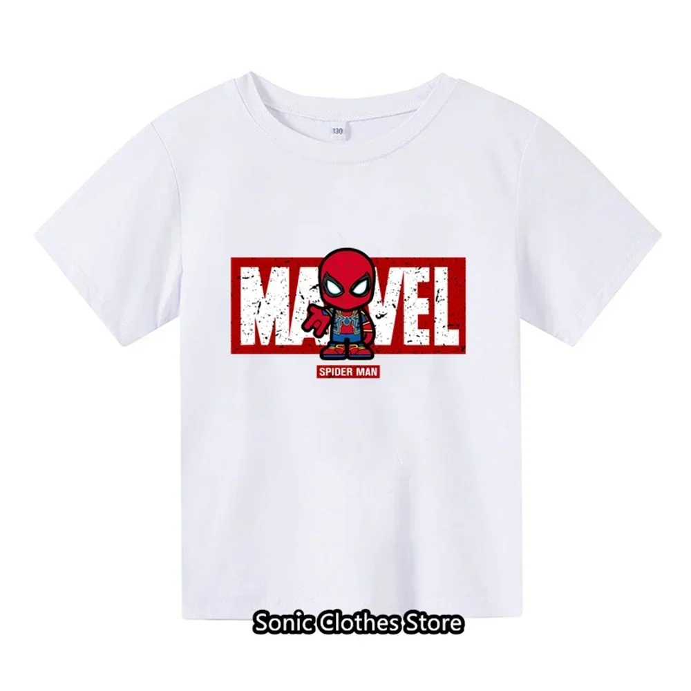 2024 New Spider Man Cartoon Pattern Boys and Girls Children's Printed T-shirt Children's Summer Fashion Short sleeved T-shirt