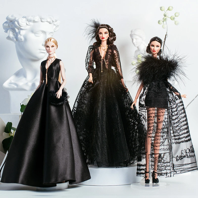 

Кукольная одежда Xianxian, костюм 1/6, аниме BJD 32 см, супермодель, аксессуары для кукольной одежды, черное кружевное платье, комплект игрушек для девочек, коллекционер