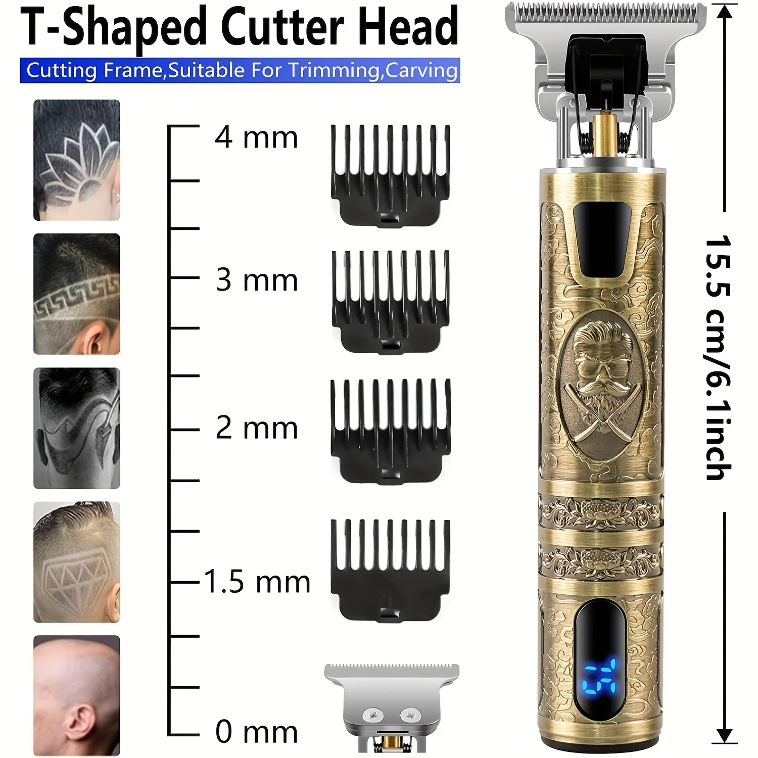 Electric Hair Clipper With LCD Display Oil Head Hair Cutting Machine Hair Beard Trimmer Rechargeable USB Shaver For Men Father