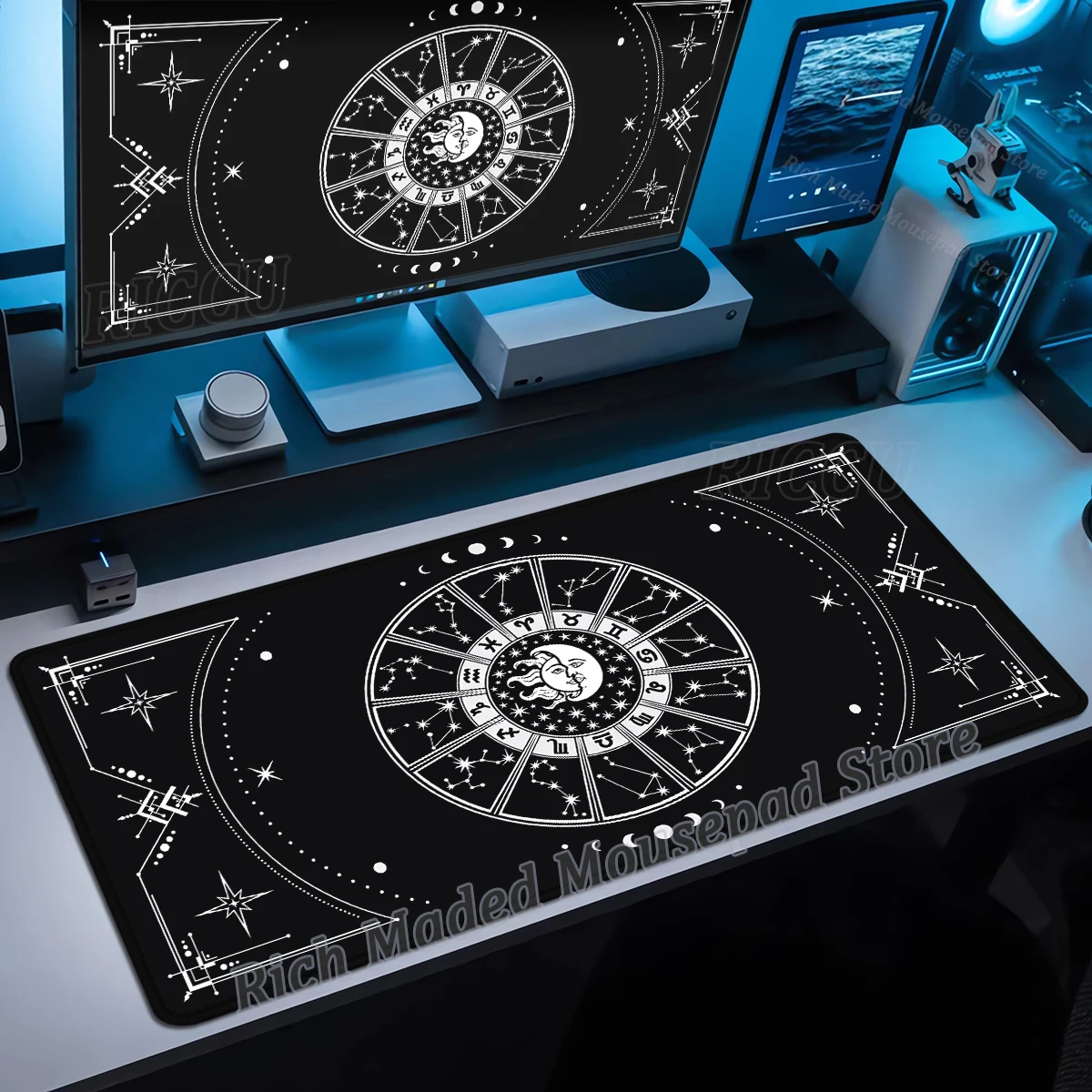 Moon Star Divination Mousepad Zodiac Astrological Tablemat Constellations MousePad Laptop Keyboard Carpet Deskmat pc accessories