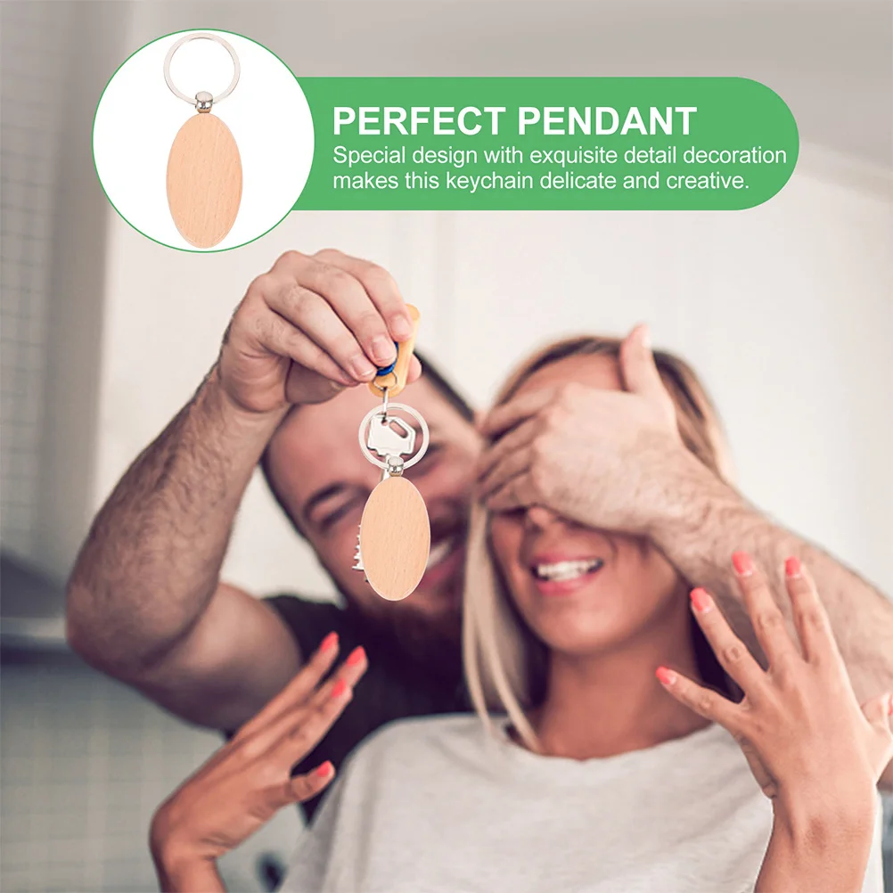 

DOITOOL 12pcs Wooden Keychain Blanks Unfinished Tags Bulk for Crafts with Key