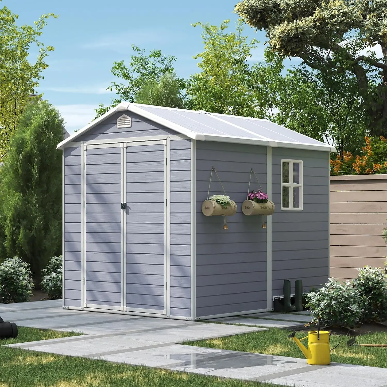 6x8 FT Outdoor Storage Shed Resin Floor Small Garden Waterproof Plastic Tool Shed, Customized - view 4