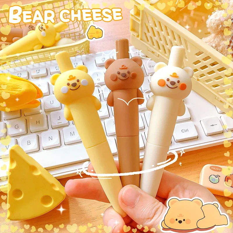 Kawaii student stationery supplies school  Aesthetic Office accessories  gift cute Bear Mini gel pen Pocket pen ballpoint pens