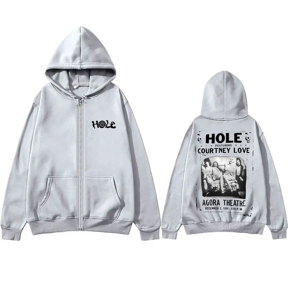 Alternative Rock Band Hole Featuring Courteny Love Agora Theatre Graphic Zipper Hoodie Men Women Vintage Oversized Zip Up Jacket