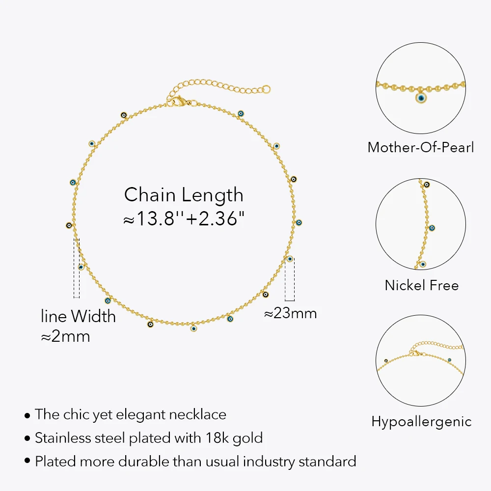 ENFASHION Pulseras MINI Bead Drop Glue Chain Necklace Women 18K Plated Gold Stainless Steel Fashion Jewelry Elegant Office 23331