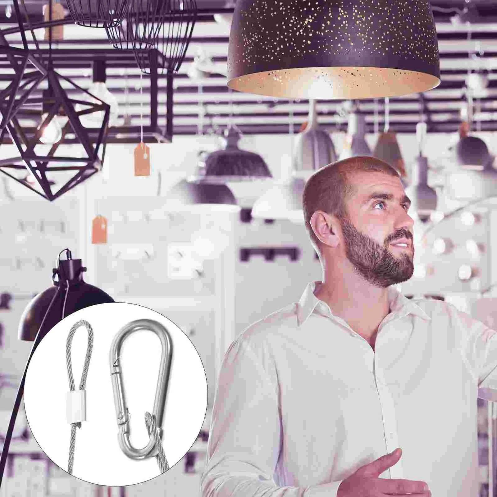 

4pcs Stainless Steel Safety Cable Locks 2mm Thick 480mm Heavy Duty Security Rope Carabiner Stage Lights Luggage Suitcases Anti