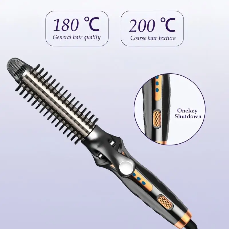 2-in-1 LED hot air styling brush, portable long-tube straightener and curling iron, multi-functional household curling comb