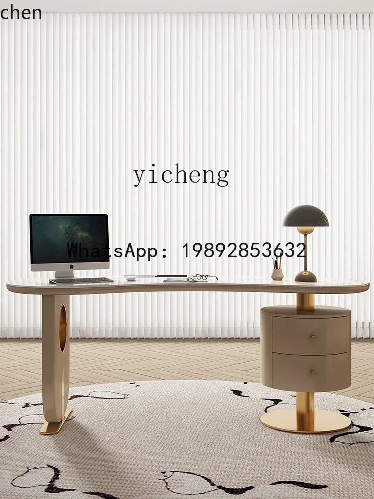 O15- Cremefarbener Windrock-Tisch Moderner Haushalts-Computertisch im Luxus-Stil Designer-Bogentisch