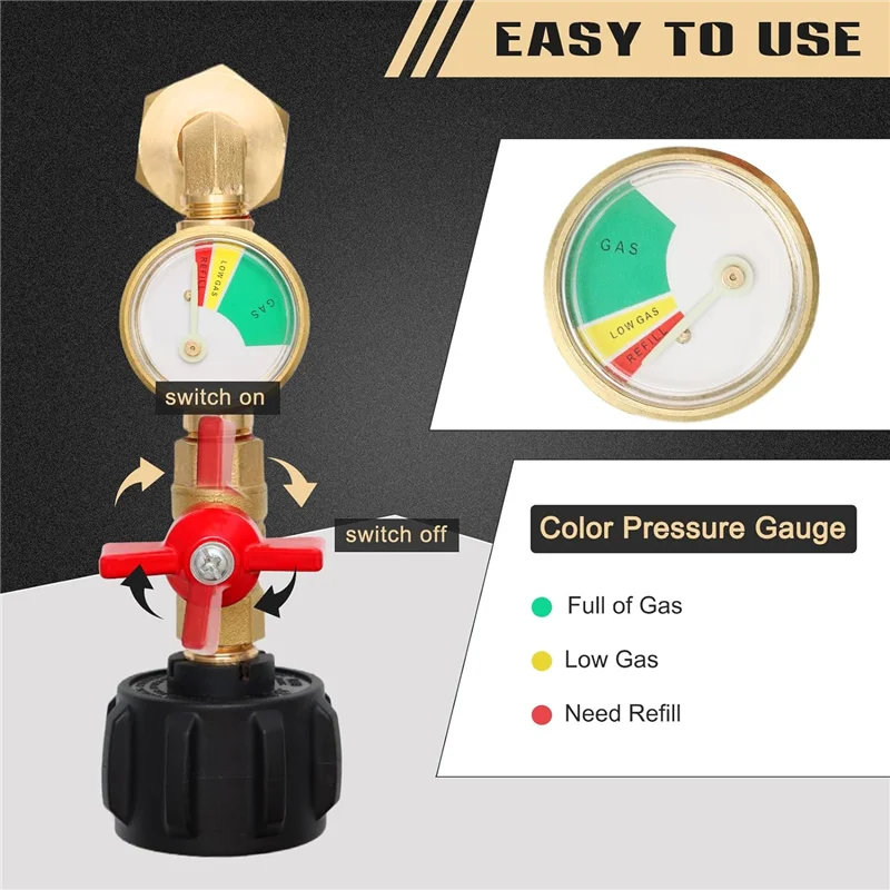 

J1UL1N 7PCS Pressure Adapter Propane Refill Adapter With Valve And Gauge Sets For QCC1 Propane Tank