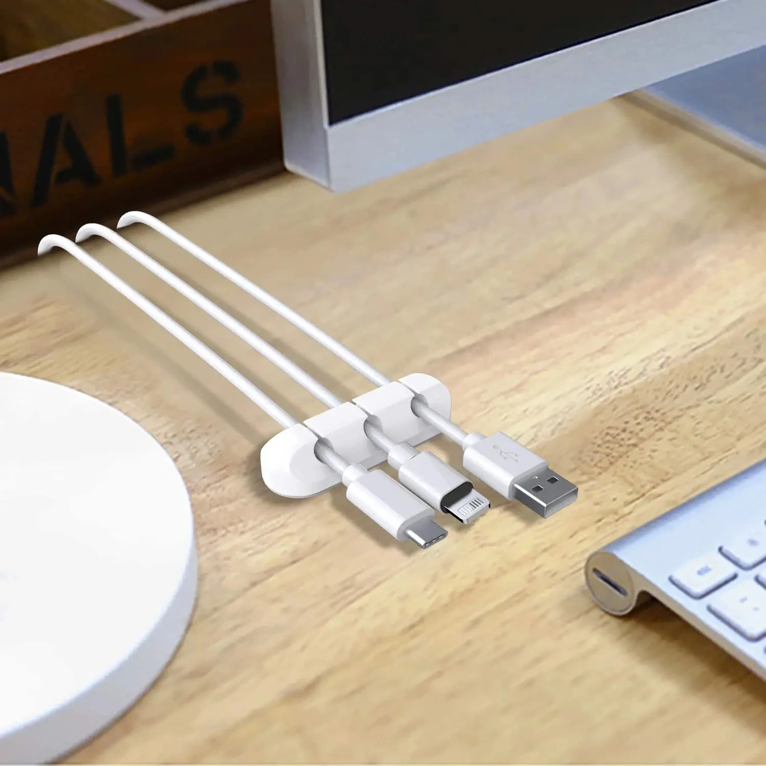 Adhesive Cable Holder Clips Cord Management Wire Organizer For Desktop USB Charging Cable Nightstand Power Cord Headphones Cable image 5