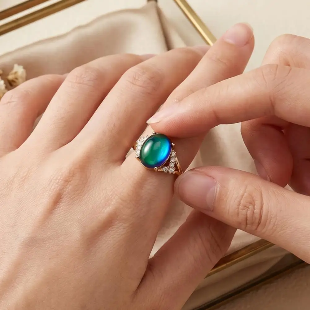 Magic Temperature Jewelry 2 Pcs Color Changing Mood Rings Set Temperature Thermochromic Stone Rings for Men for Girlfriend