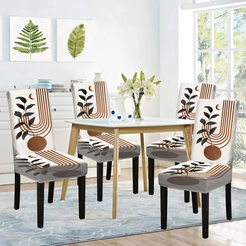 

Чехол для обеденного стула с плоским принтом и узором в виде луны, многоразовый, моющийся, для домашнего использования.