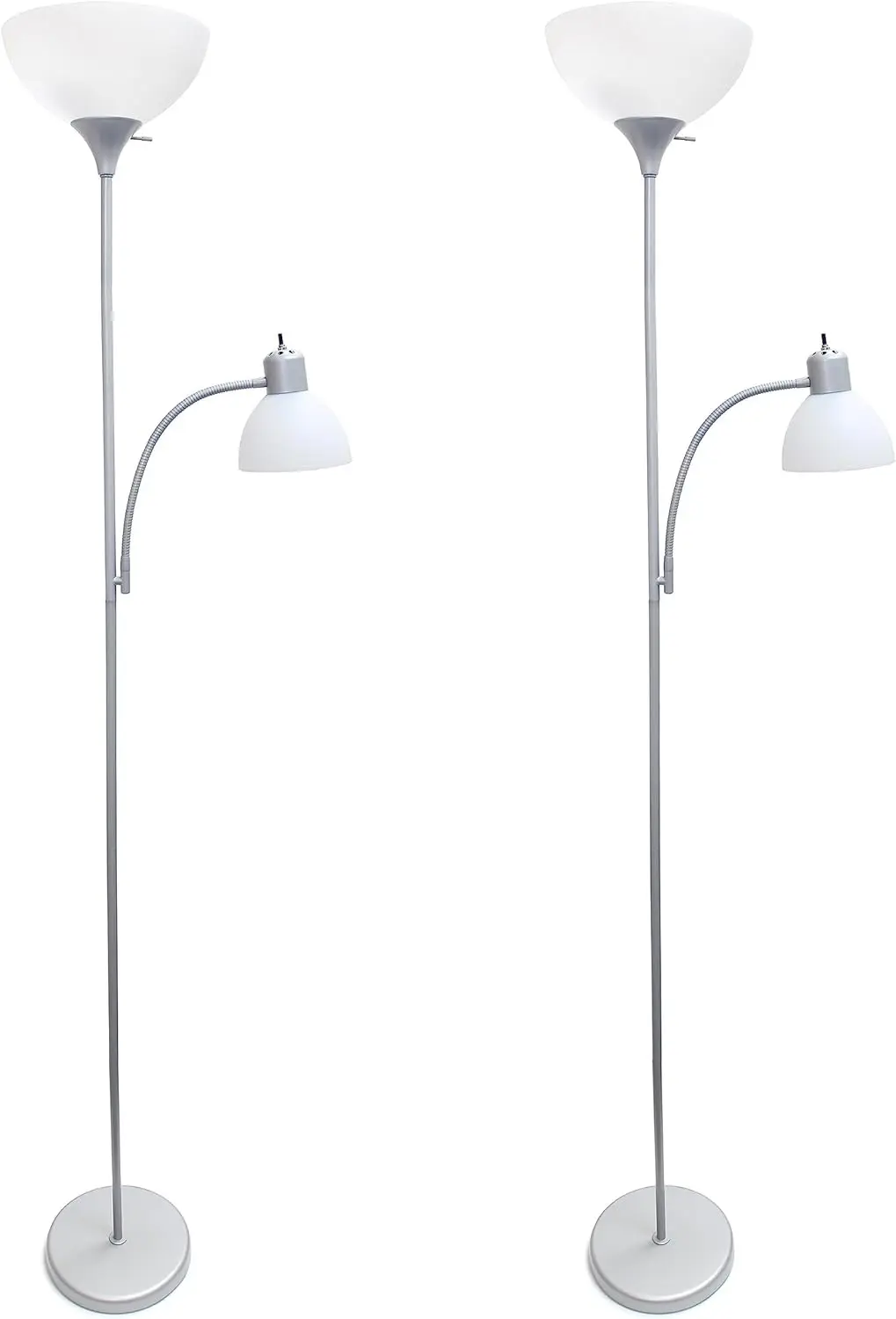 

Lf2000-Slv-2Pk Floor Lamp With Reading Light 2 Pack, Silver