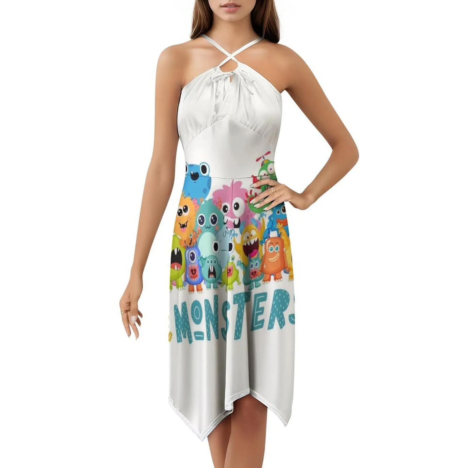 فستان مونستر على شكل قلب فستان أنيق للحفلات الصيفية للنساء وحوش الشيطان والرسوم المتحركة الملابس النسائية #5