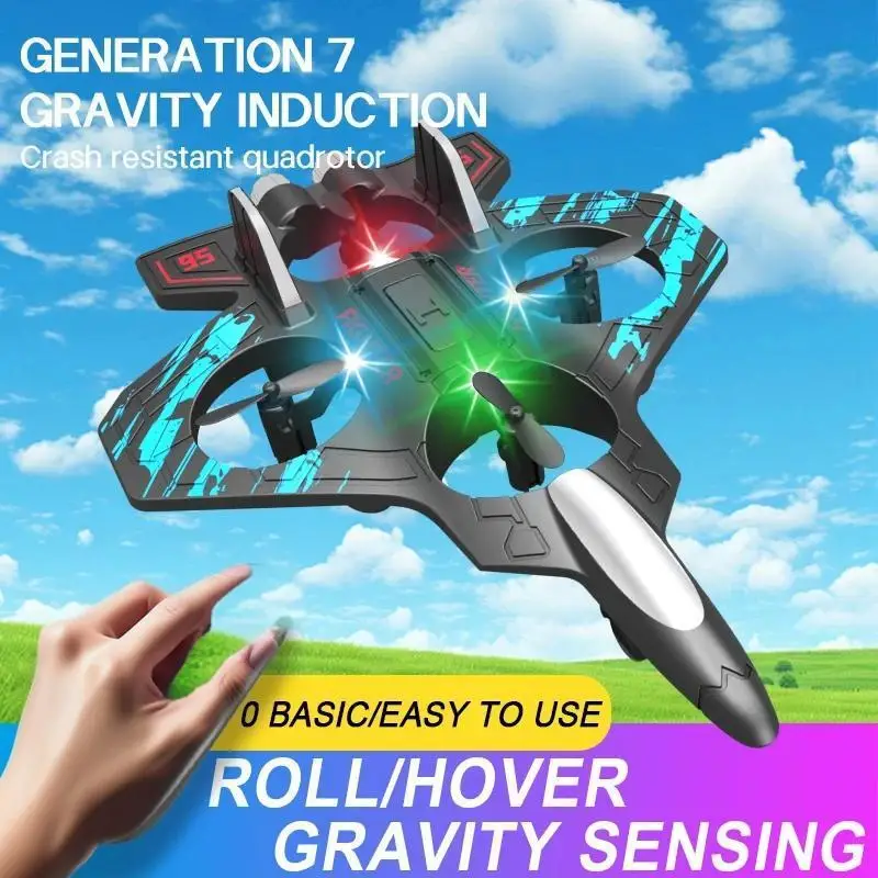 Children Remote Control Fight Toy 2.4G Drone Stunt Foam Glider RC Airplane Hovering Helicopter with Lights for Kids Adults