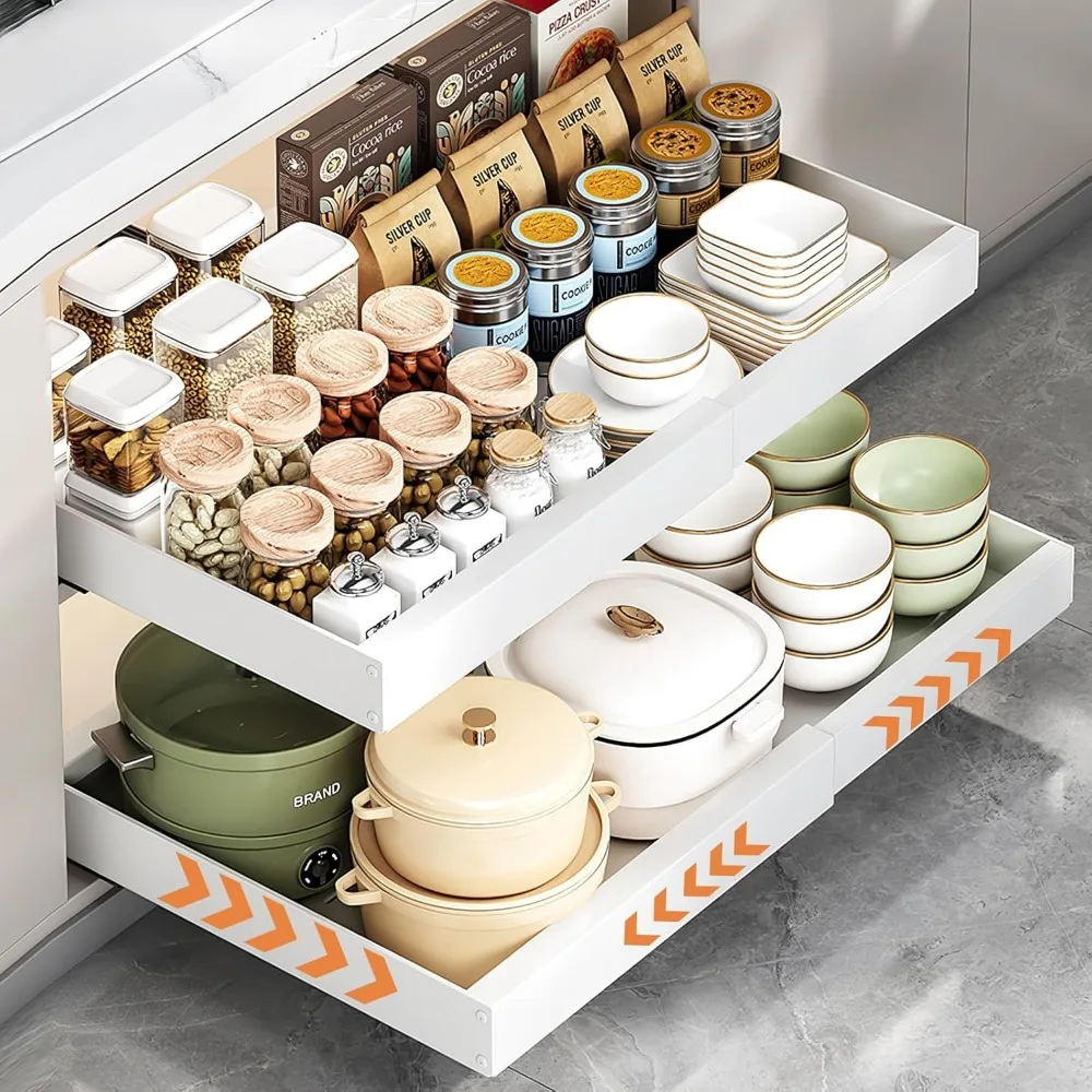 منظم خزانة قابل للسحب بعمق 21 بوصة، أدراج قابلة للتوسيع (12.6 بوصة - 20.5 بوصة) للخزائن الثابتة مع طبقة نانو لاصقة، ro