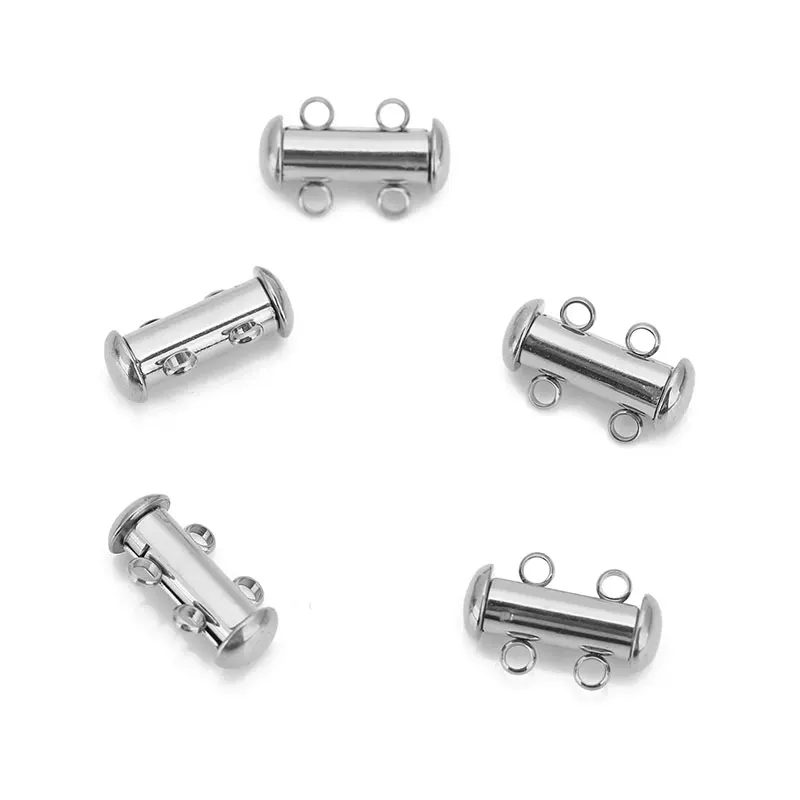 2pcs Never Fade Stainless Steel Slide Tubes Lock Clasps Magnetic Connectors Layering Clasps For Necklace Bracelet Jewelry Making