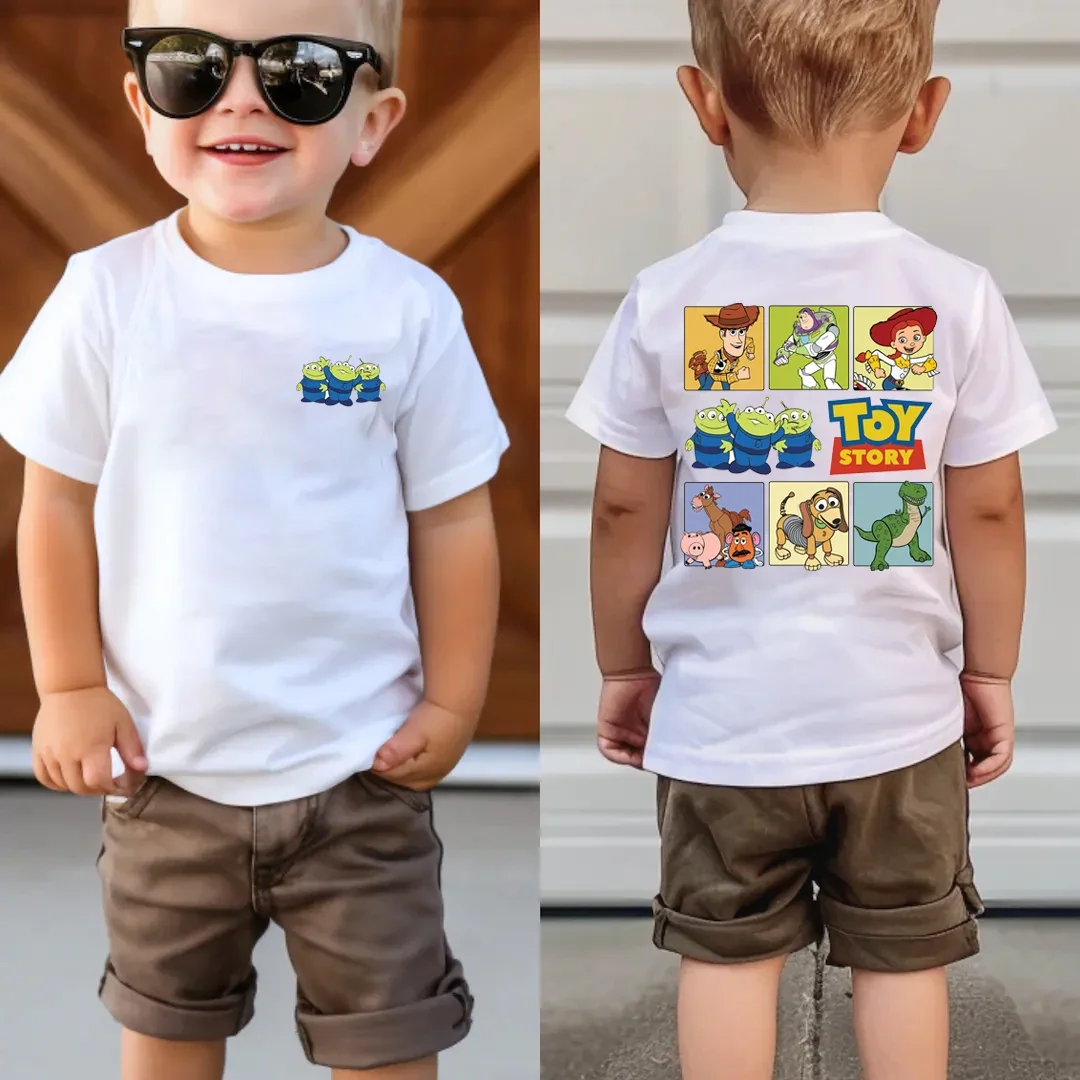 90S 2026 Short Sleeve Anime T-Shirt for Kids Boys Girls Cartoon Toy Story Summer Fashion Top Casual Street Sweatshirt
