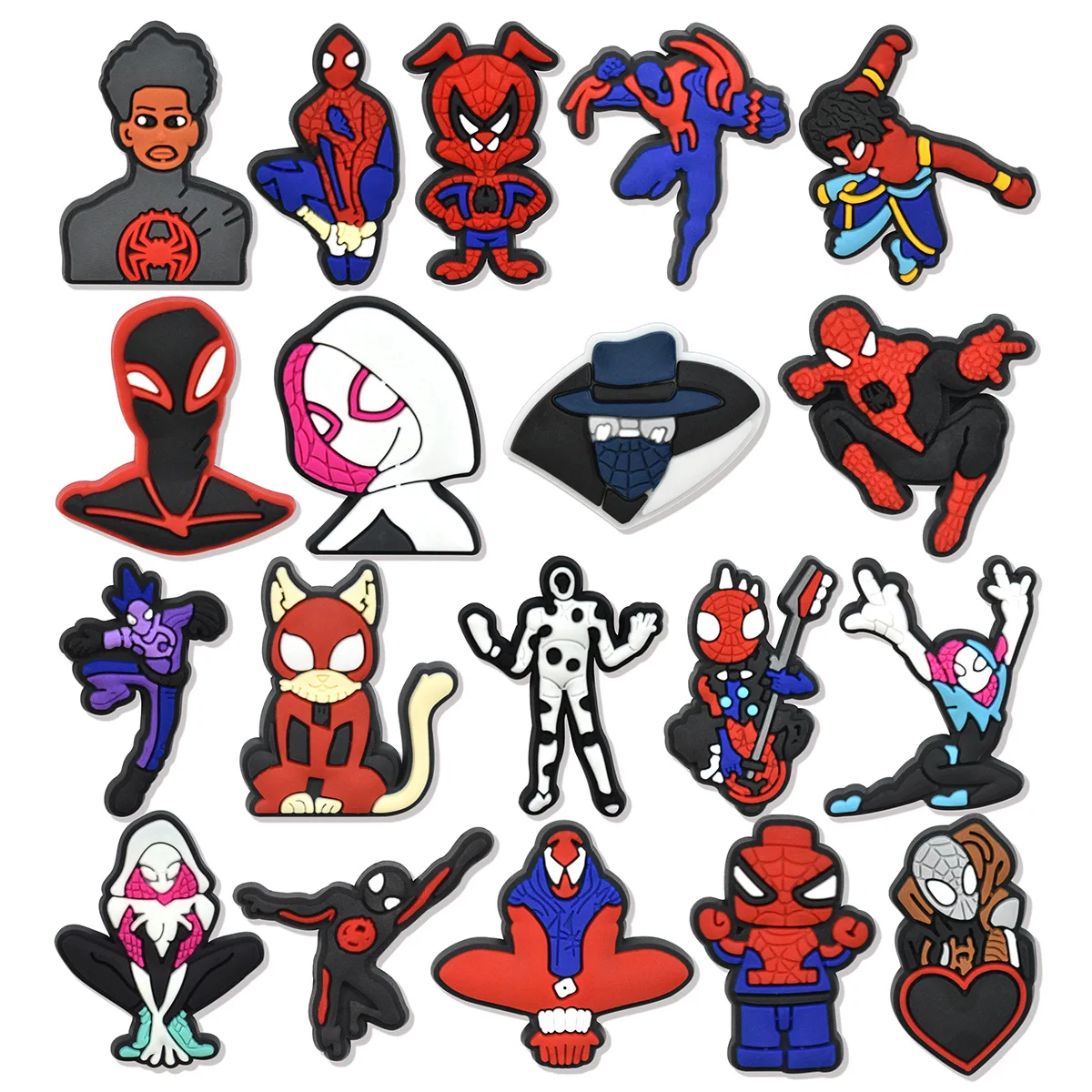 19pcs/set Marvel Spiderman Lucy Shoe Charms for Shoes Clogs Bubble Slides PVC Shoe Accessories Decorations For Women Kids Party