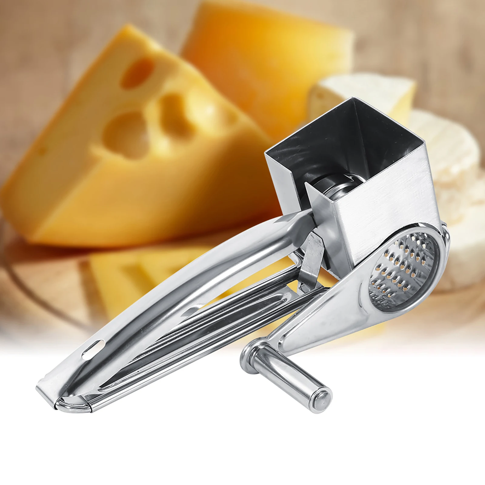 

Multifunctional Kitchen Craft Rotary Stainless Steel Cheese Grater 1 Drums Slice Shred Tool