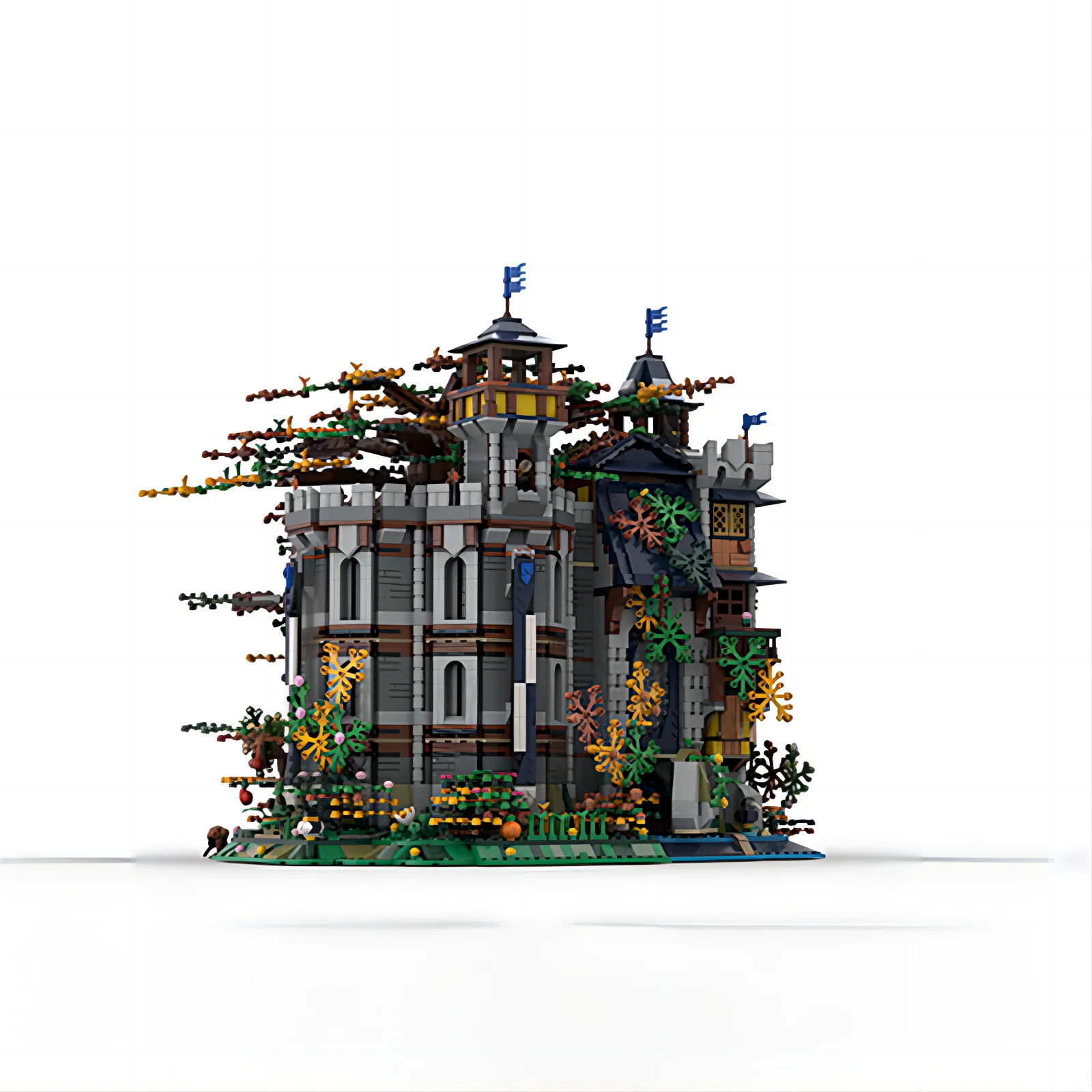 MOC- 126920   Arquitectura Medieval Castillo del Árbol de la Vida adorno de juguete de bloques de construcción ensamblado