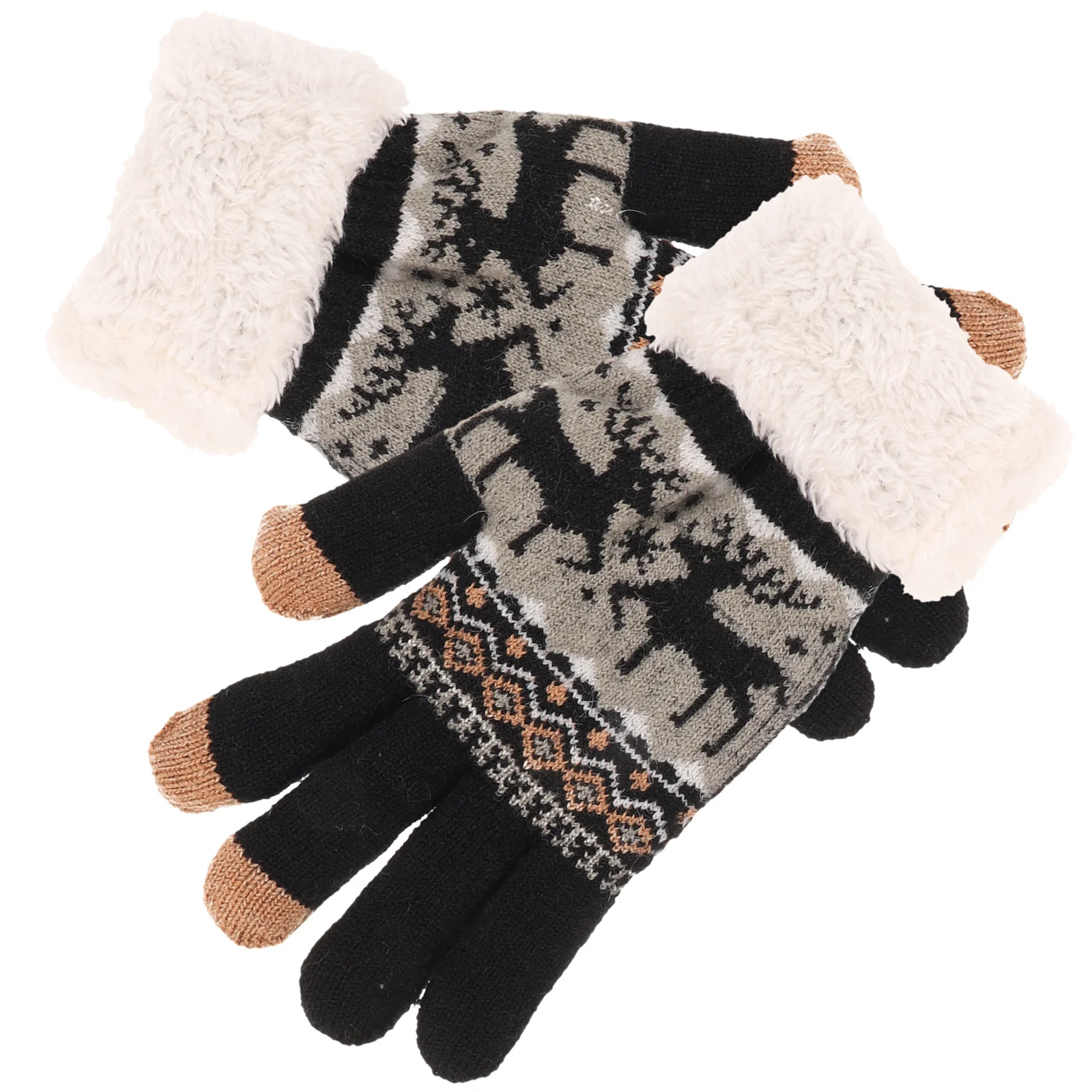 

1Pair Knitted Gloves for Women Winter Thick Full Finger Warm Hand Gloves Outdoor Cold Weather Snowflake Pattern