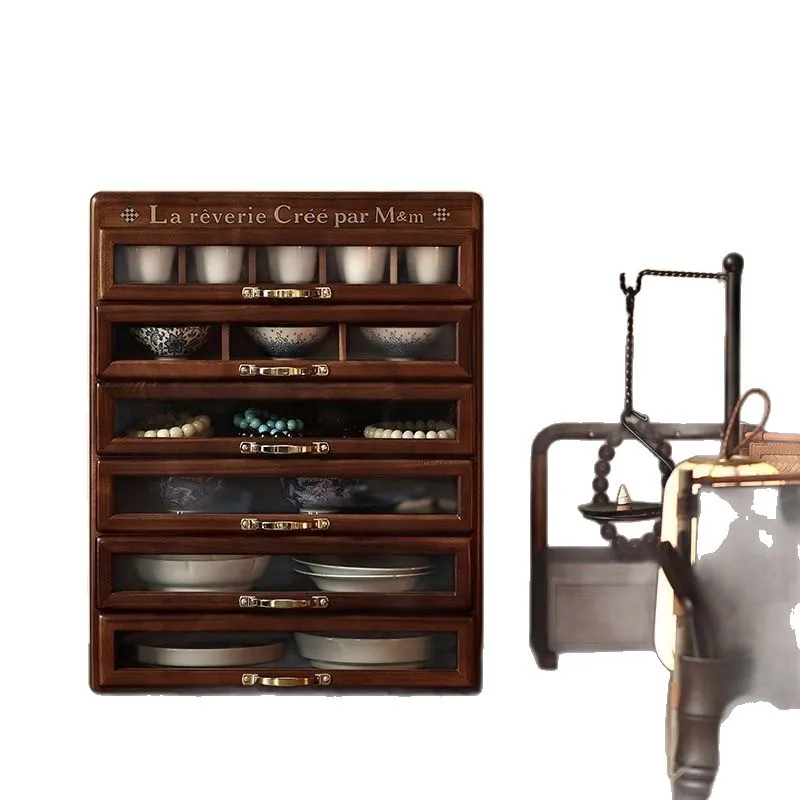 CX solid wood, storage, retro cultural and play tea set storage, storage six pumps, cabinet