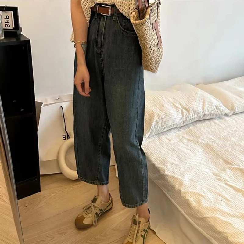 Oversized Heavenly Silk Slim Collapse Jeans Women\'s Summer 2023 New Slim Wide Leg Pants Harlan Pants