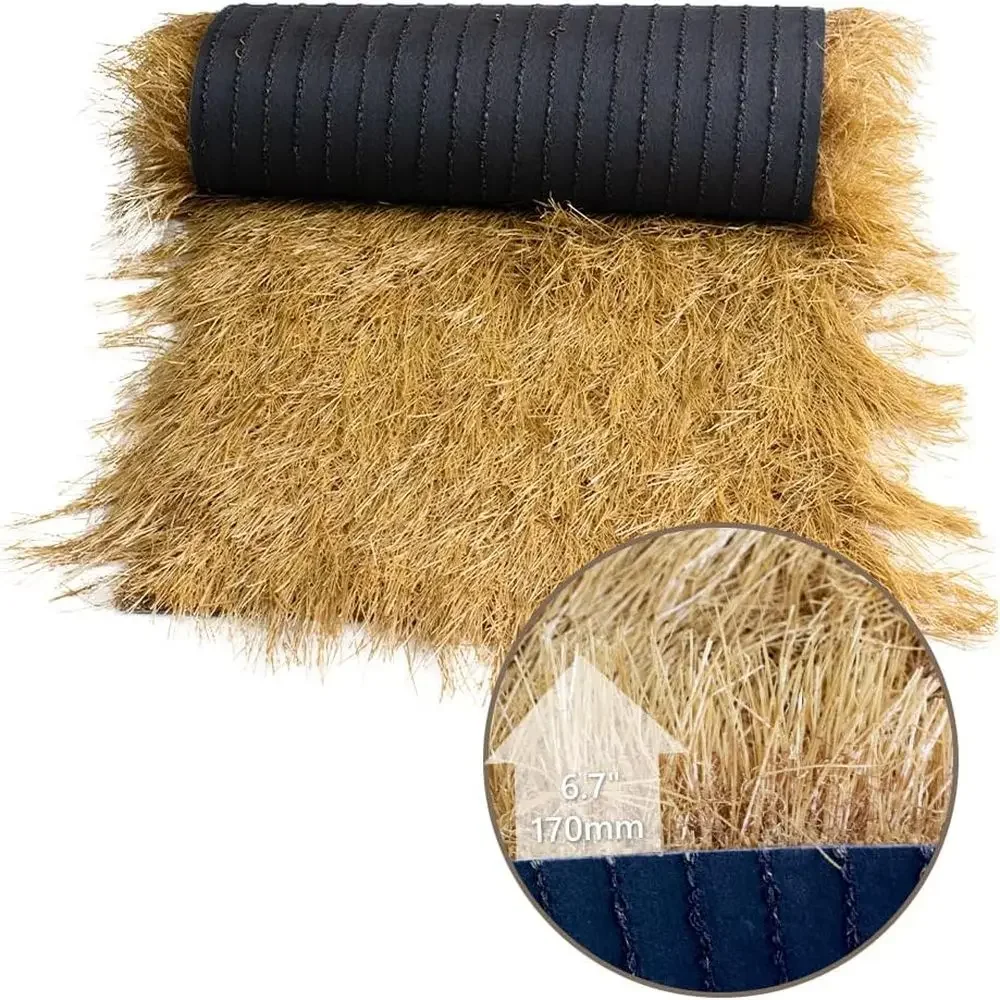 Customizable Synthetic Sun-Bleached Yellow Canopy for Tiki Bars, Hawaiian Parties, and Patios (4x10)