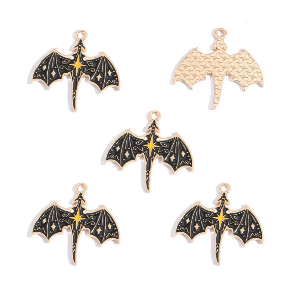 10pcs Alloy Mixed Style Enamel Dark Western Flying Dragon Charms Pendant For Diy Making Necklace Pendant Jewelry Accessories