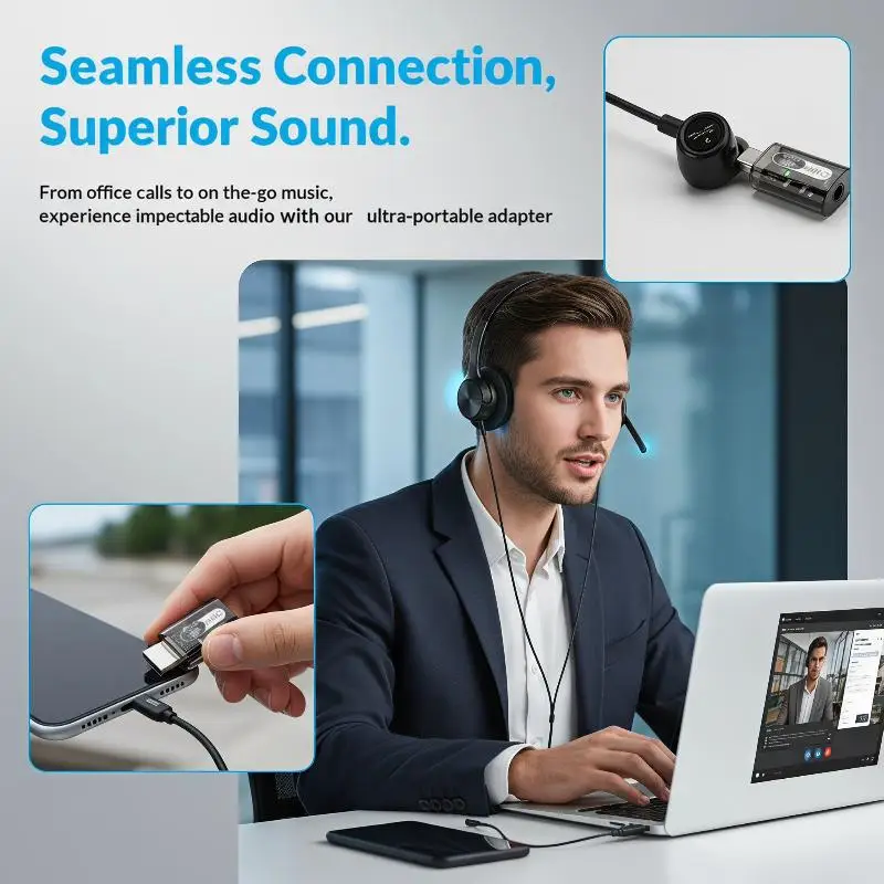 Universal USB-A to 3.5mm External Sound Card, 2 In 1 Headset Microphone Audio Converter Adapter For PC Laptop Speaker