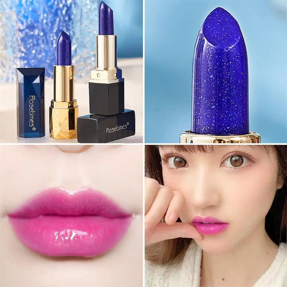 Blue Rose Lipstick Temperature Color Changing Lip Moisturizing Gloss Sexy Makeup Shiny Free Female Shipping Lip Lipstick Ba S3c8