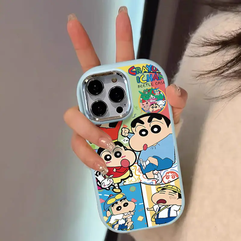 Bandai Cartoon Crayon Shin Chan Mobile Phone Shell Cute Cartoon Anime Iphone14Pro/13/12/11 New Protective Sheath Creative Gift