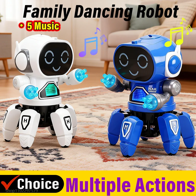 2026 New Dance Music Robot 6 Claws Octopus Model LED Light Birthday Gift Baby Toy Boys Girls Climbing Crawling Fun Education Toy
