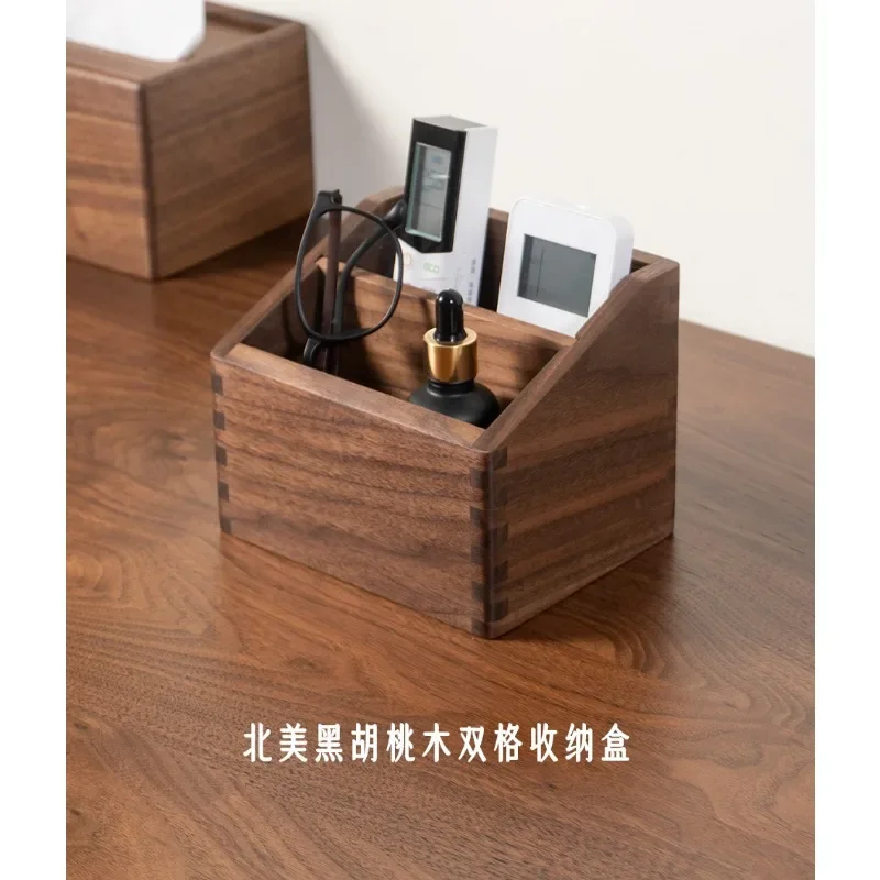 

Black walnut desktop TV remote control storage box, living room bedside coffee table, wooden sundries storage and finishing box