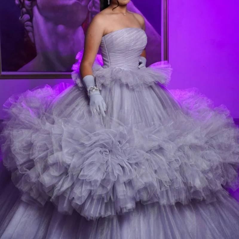 

Серое платье Quinceanera с открытыми плечами, тюлевые блестки, рюши, кружевные многослойные платья de 15, Quinceanera ﻿ Индивидуальный