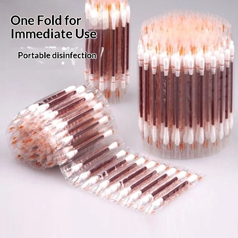 50Pcs Disposable Iodine Alcohol Cotton Swabs Single Pack Fast For Home Travel Outdoor Wound Care