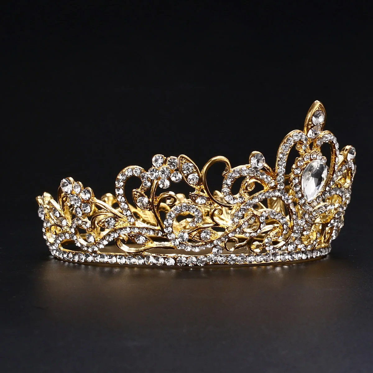 

Heart-Shaped Rhinestone Tiara Gold Alloy Lightweight Bridal Crown For Wedding Party Prom Women Crown Tiaras Hair Styling