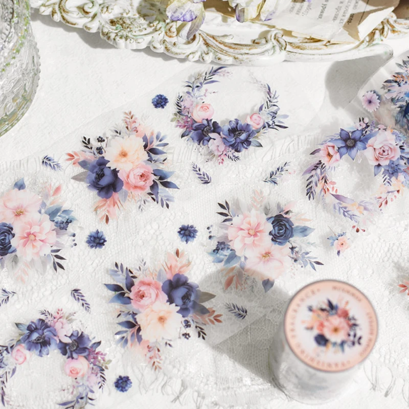 5 Books X200cm/Roll Waterproof PET Tape Sticker Youxiang Renran Series Rose Flower Picture Home Handbook Decoration