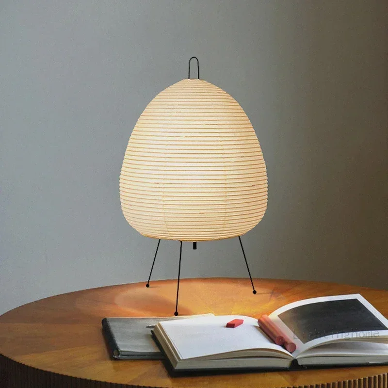 Japanese Noguchi Wabi Sabi Table Lamp Printed Xuan Paper Lamp Bedroom Study Desktop Decoration Three Legged Table Lamp
