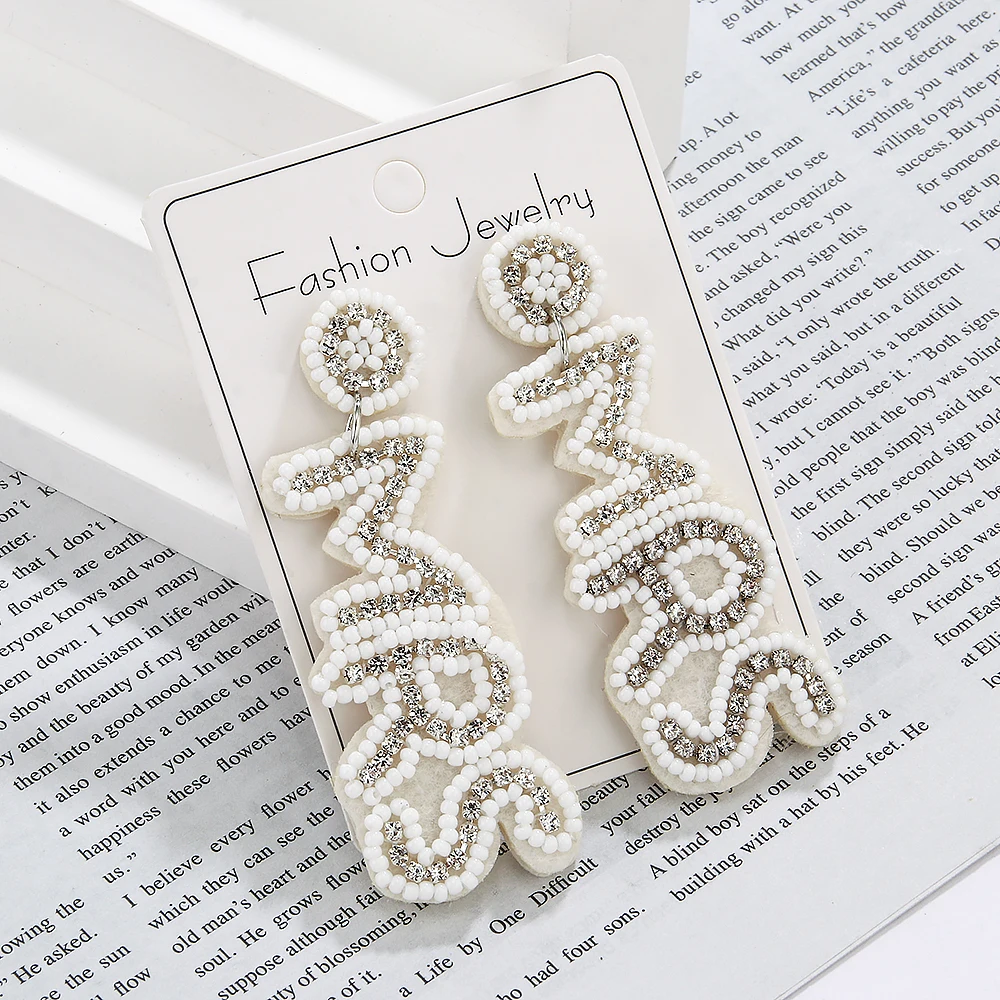 New Arrival Bride Earrings Handmade Seed Bead White Dress MRS Party Earrings For Women Weddi