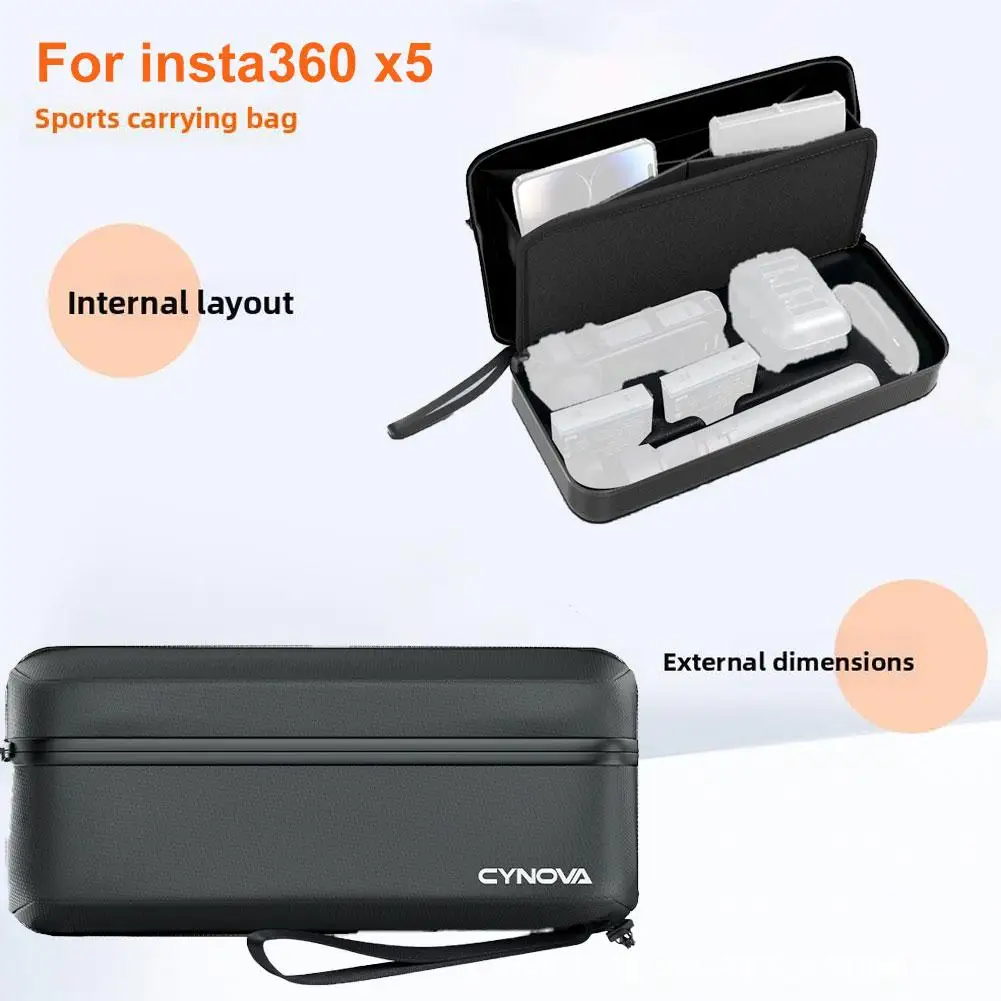 Insta360 X5 الكل في واحد حقيبة التخزين المحمولة المحمولة مقاوم للماء مقاومة للخدش للصدمات حقيبة كاميرا بانورامية للخارجية #1