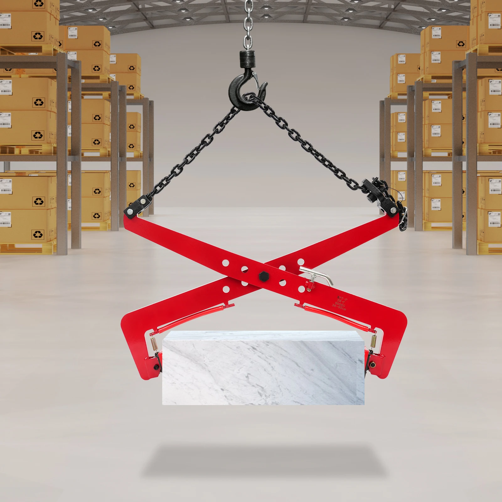 ヘビーデューティーストーンリフティングクランプ、調整可能な開口部14～35インチ、シザーリフタークランプ、垂直リフティング＆キャリング（レッド、800kg）